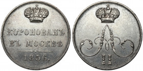 Russia, Alexander II, Coronation jeton 1856 Żeton z koronacji Aleksandra II w Moskwie w 1856 roku. Awers: ukoronowany monogram Aleksandra. Rewers: pod...
