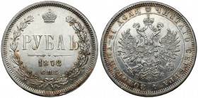 Russia, Alexander II, Ruble 1878 НФ, Petersburg Trochę nabłyszczony, ale też dużo naturalnego blasku.&nbsp; 
Grade: VF+ 

EUROPE WORLD COINS - RUSS...