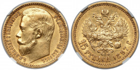 Russia, Nicholas II, 15 rubles 1897 AT 
Grade: NGC AU58 

EUROPE WORLD COINS - RUSSIA RUSSLAND