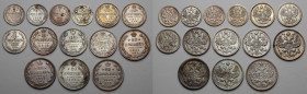 Russia, Nicholas II, 5 - 20 kopecks 1903-1914, zestaw (14pcs) 
Grade: 4+ do 2 

EUROPE WORLD COINS - RUSSIA RUSSLAND