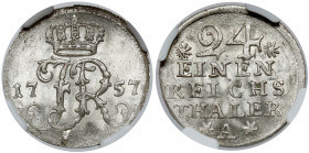 Preussen, Friedrich II, 1/24 taler 1757-A, Berlin
Prusy, Fryderyk II, 1/24 talara 1757-A, Berlin 
Grade: NGC MS65 

EUROPE WORLD COINS - GERMANY