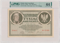 1.000 mkp 1919 - III Ser.F Reference: Miłczak 22i
Grade: PMG 64 

POLAND POLEN