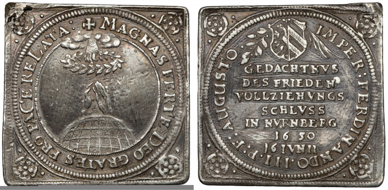 Nurnberg, 1/4 thaler 1650 Klippe - Peace of Westphalia Poprawiana w tle.&nbsp; S...