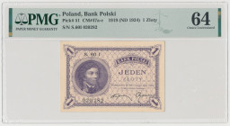 1 złoty 1919 - S.60 I Reference: Miłczak 47b
Grade: PMG 64 

POLAND POLEN