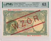 5.000 złotych 1919 - WZÓR - wysoki nadruk Reference: Miłczak 56Wa
Grade: PMG 63 

POLAND POLEN