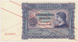 20 złotych 1928 - WZÓR - A 124567 Reference: Miłczak 67Wa
Grade: UNC/AU 

POLAND POLEN