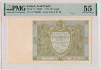 20 złotych 1929 - Ser.DI Typologicznie jeden z najrzadszych i najbardziej poszukiwanych banknotów II RP. Krótka seria wprowadzona pod koniec 1929 roku...