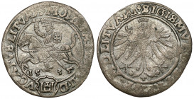 Zygmunt I Stary, Grosz Wilno 1535 Drugi typ groszy litewskich Zygmunta I Starego (z małymi Kolumnami w tarczce dzielącej szpicem datę). Odmiana legend...
