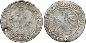 Zygmunt I Stary, Grosz Wilno 1535 Moneta przedziurawiona, a szkoda, bo jak na ten typ jest dobrze wybita. Drugi typ groszy litewskich Zygmunta I Stare...