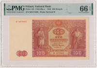 100 złotych 1946 - mała litera Reference: Miłczak 129a
Grade: PMG 66 EPQ 

POLAND POLEN
