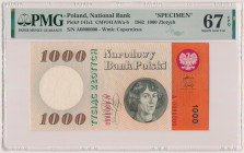 1.000 złotych 1962 - A 0000000 Reference: Miłczak 141AWb
Grade: PMG 67 EPQ MAX 

POLAND POLEN