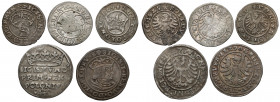 Zygmunt I Stary, od szeląga do grosza 1509-1529, w tym GOTYCKA (5szt) W zestawie obecny m.in. rzadko spotykany pierwszy typ groszy z 1527 roku (z koro...