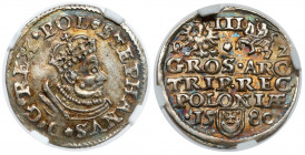 Stephan Bathory, 3 groschen Olkusz 1580 - Jastrzebiec and P-Z - rare To understand the rarity of this 3 groschen, it is enough to look at the Tyszkiew...