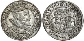 Zygmunt III Waza, Grosz Olkusz 1594 - okazowy Pięknej prezencji moneta z niespotykanie intensywnym, głębokim lustrem tła, szczególnie na rewersie. Gro...