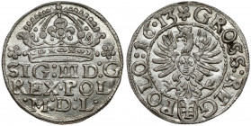 Zygmunt III Waza, Grosz Kraków 1613 - późny - PIĘKNY Ostatni typ dla tego rocznika groszy krakowskich (z koroną węższą, znaną również z późniejszych r...
