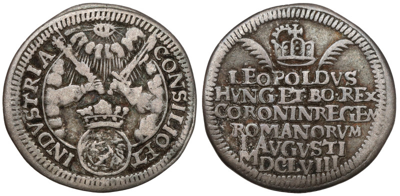 Austria, Leopold I, Żeton koronacyjny 1658 (ø19mm) Srebro, średnica 18,9 x 19,2 ...