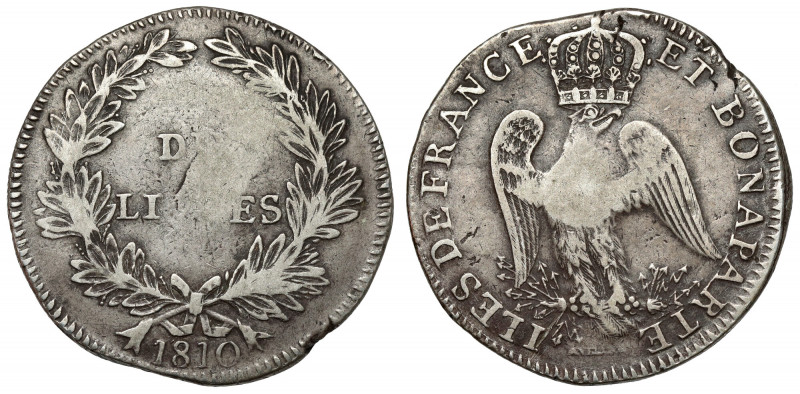 Île-de-France, Napoleon Bonaparte, 10 livres 1810 Silver, diameter 39 mm, weight...