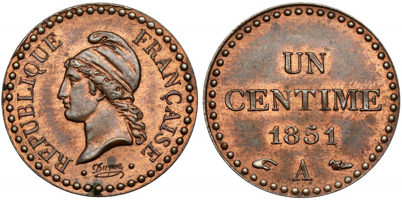 France, Centime 1851-A 
Grade: XF+ 

EUROPE FRANCE, FRANKREICH