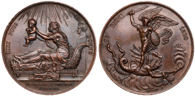 France, Medal 1820 - the birth of Henri d'Artois Brąz, średnica 37,8 mm, waga 30...