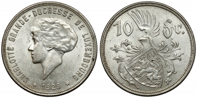 Luxembourg, 10 francs 1929 
Grade: AU 

EUROPE LUXEMBOURG, LUXEMBURG