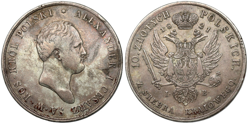 10 złotych polskich 1821 IB - bardzo rzadkie Najwyższy nominał wśród srebrnych m...