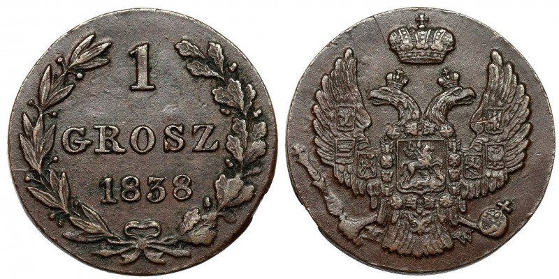 1 grosz 1838 MW, Warszawa - z płaszczem - B.RZADKI Oto moneta, którą Berezowski ...