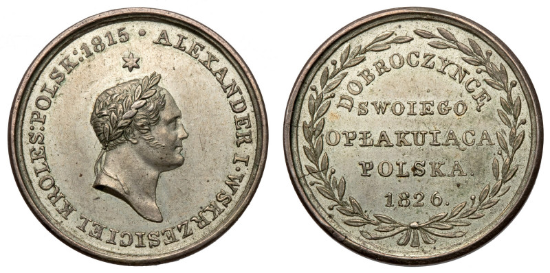 Medal, Dobroczyńcę swojego opłakująca Polska 1826 - srebro Medalik wybity dla up...