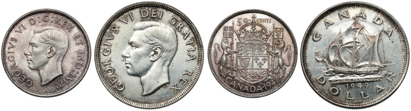 Canada, George VI, 50 cents and 1 dollar 1942-1949, lot (2pcs) 
Grade: 1, 1-/XF...