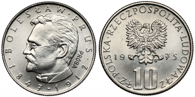 Próba NIKIEL 10 złotych 1975 Bolesław Prus Kolekcjonerska próba niklowa zrealizo...