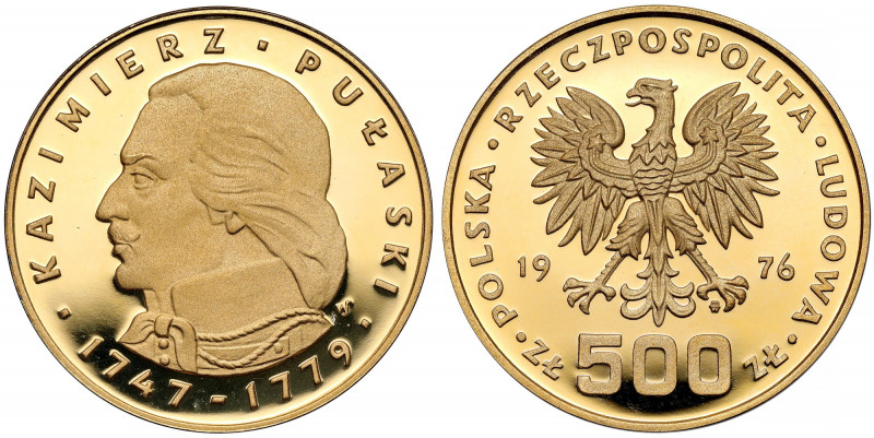 ZŁOTO 500 złotych 1976 Kazimierz Pułaski Druga złota moneta kolekcjonerska okres...