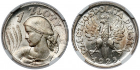 Kobieta i kłosy 1 złoty 1925 Piękna moneta. 
Reference: Chałupski 2.16.1.a (R), Parchimowicz 107.b
Grade: NGC MS63 

POLAND POLEN