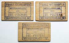 Austria, St. Polten - Franz Weinhofer - DREWNIANE NOTGELDY (3szt) 

AUSTRIA / ÖSTERREICH