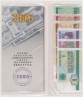 Belarus, 1 - 100 Rubles 2000 with commemorative issue in folder (6pcs) Zestaw sześciu banknotów emisji 2000 o nominałach: 1, 5, 10, 20, 50 i 100 rubli...