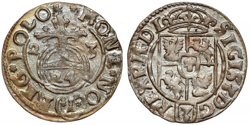 Zygmunt III Waza, Półtorak Bydgoszcz 1623 Piękny. Odmiana z herbem Sas w tarczy ...