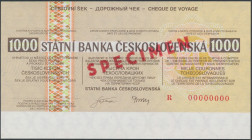 Czechoslovakia, Travelers Cheque SPECIMEN 1.000 Korun Wymiary: 145 x 80 mm.

Grade: UNC 

Czechoslovakia