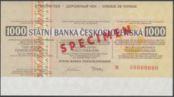 Czechoslovakia, Travelers Cheque SPECIMEN 1.000 Korun Wymiary: 145 x 80 mm.

Grade: UNC/AU 

Czechoslovakia