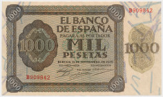 Spain, 1.000 Pesatas 1936 Reference: Pick 103a
Grade: XF 

SPAIN SPANIEN