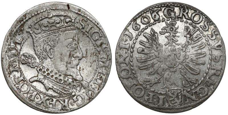 Zygmunt III Waza, Grosz Kraków 1606/5 - wczesny Ostatni krakowski grosz tłoczony...