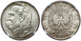 Piłsudski 10 złotych 1936 Reference: Chałupski 2.32.3.a, Parchimowicz 124.c
Grade: NGC MS63 

POLAND POLEN
