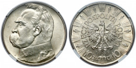 Piłsudski 10 złotych 1939 Reference: Chałupski 2.32.6.a, Parchimowicz 124.f
Grade: NGC MS63 

POLAND POLEN