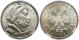Sobieski 10 złotych 1933 - menniczy Jedna z dwóch monet okresu RP odwołująca się do naszych historycznych władców. Moneta z wyobrażeniem Sobieskiego, ...