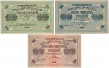 Russia, 1.000, 5.000 & 10.000 Rubles 1917-1918 (3pcs)
Россия, 1.000, 5.000 и 10.000 рублей 1917-1918 (3шт) Reference: Muradian 1.22.4, 2.1.11-2.1.12,...