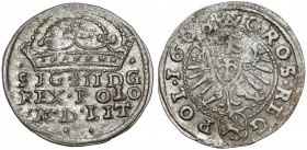 Zygmunt III Waza, Grosz Kraków 1608 - wczesny - kule Wczesny typ tego rocznika - z orłem znanym również z rocznika 1607. Odmiana z kulami po bokach ko...