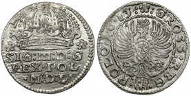 Zygmunt III Waza, Grosz Kraków 1613 - wczesny - PIĘKNY Menniczy egzemplarz, z wyraźnym lustrem tła. 
 Typ wybity przed zmianą rytownika w mennicy - z...