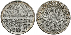 Zygmunt III Waza, Grosz Kraków 1613 - późny Ostatni typ dla tego rocznika groszy krakowskich (z koroną węższą, znaną również z późniejszych roczników)...