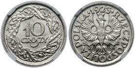 10 groszy 1923 Bardzo ładny stan zachowania. Menniczy. 
 Typ II.
Reference: Chałupski 2.9.1.a, Parchimowicz 104.II
Grade: NGC MS62 

POLAND POLEN...