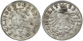 Zygmunt III Waza, Grosz Wilno 1608 Drugi typ groszy tego rocznika, z Orłem zamiast popiersia króla na awersie. Odmiana z legendą awersu zakończoną D.L...