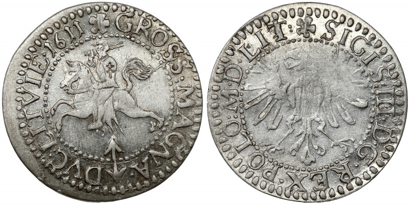 Zygmunt III Waza, Grosz Wilno 1611 - LIT Bardzo ładny stan zachowania. 
 Odmian...