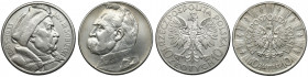 Sobieski 10 złotych 1933 i Piłsudski 10 złotych 1934, zestaw (2szt) 10 złotych 1934 nabłyszczone.&nbsp; 
Grade: VF/VF+ 

POLAND POLEN