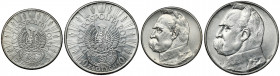 Strzelecki Piłsudski 5 i 10 złotych 1934, zestaw (2szt) Stany zachowania: 10 złotych - st.3+/2 5 złotych - st.2 

Grade: VF+/2, 2 

POLAND POLEN...